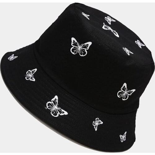 Cotton Butterfly Print Bucket Hat Fisherman Hat Outdoor Travel Hat Sun Cap Hats for Men and Women 363