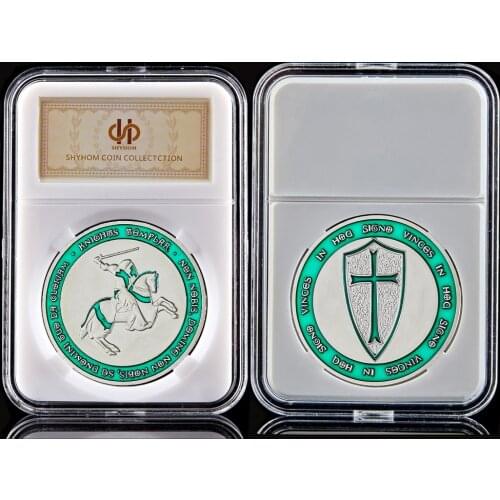 Mason Holy Sword Knights Templar Crusaders Cross Souvenir Commemorative Silver Plated Round Coin Collection
