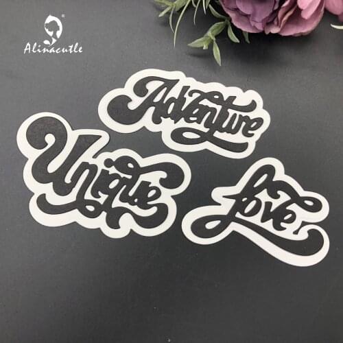 Alinacutle Metal Cutting Dies Cut Words Love Unique Adventure Scrapbooking Paper Craft Handmade Album Card Punch Art 20102315