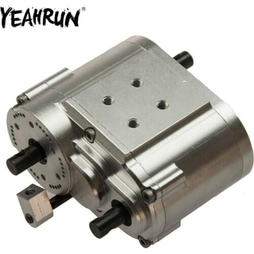 YEAHRUN RC Car 2 Speed Transfer Case Metal CNC Gearbox for 1:10 Axial SCX10 D90 RC Crawler Upgrade Parts