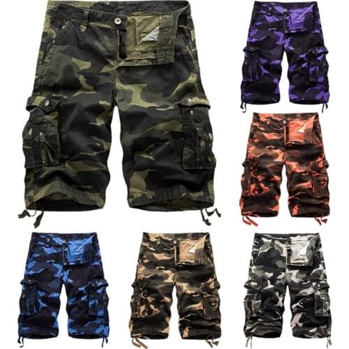 2021 Men New Camouflage Cargo Shorts Mens Summer Casual Loose Work Camo Shorts Male Fashion Military Short Pants Multi-pocket