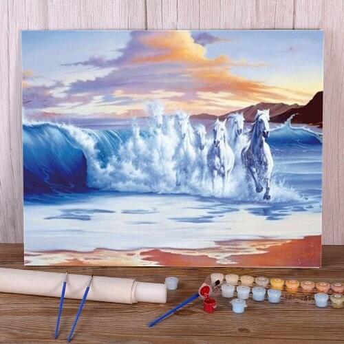 Animal Horse DIY Paint By Numbers Package Oil Paints 40*50 Paiting By Numbers Handmade For Children For Drawing Wall Wholesale