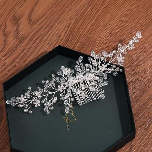 New Handmade Silver Color Rose Gold Tiara Hair Combs Crystal Rhinestone Combs Bridal Hair Accessories Wedding Women Hairbands