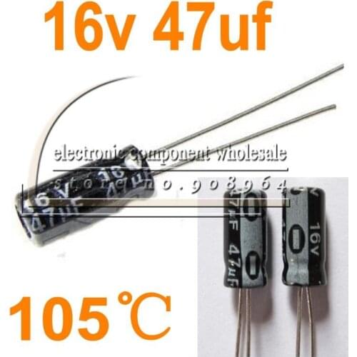 Wholesale 500pcs 16v 47uf Radial Electrolytic Capacitor 5x11
