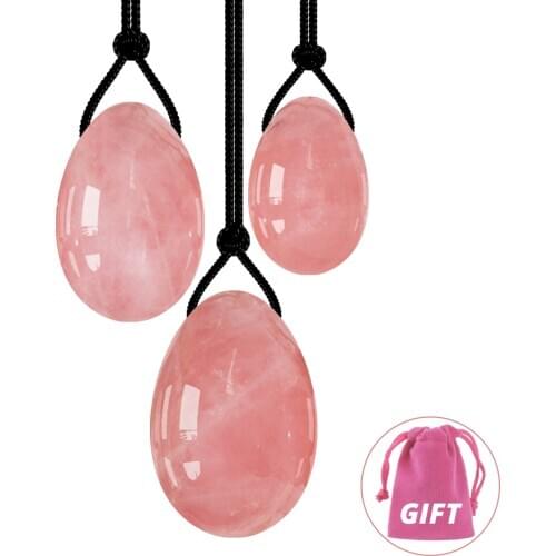 Drop Shipping Yoni Egg Rose Quartz Drilled Massage Ball 100% Natural Crystal Kegel Exerciser Feminine Hygiene Tools