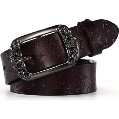 Aoluolan woman Extra Large Size Pin Buckle Belt 105-135cm Genuine Leather Antique Long Pants Luxury Belts real leather strap