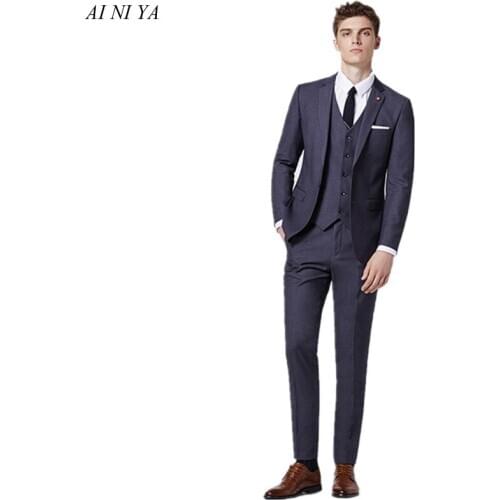 Tailor-made Top Quality Custom Men Suits for Wedding Slim Fit Groomsmen Tuxedos Three Piece Handsome Business Suits Formal Wear