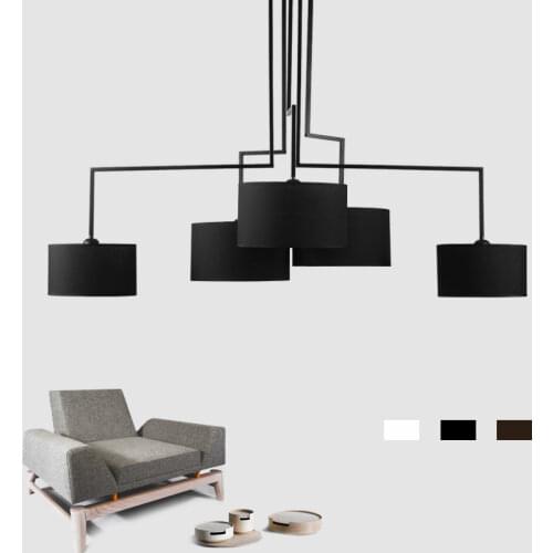 Modern Minimalism Led Chandelier Nordic Living Room Irregular Lustre E27 Fabric Shades Chandelier Lighting Indoor Light Fixtures