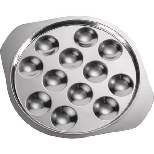 2 Pcs Snail Dish Plate Restaurant Serving Dish Heat Resistant Mushroom Escargot Dinner Stainless Steel Round Snail Plate