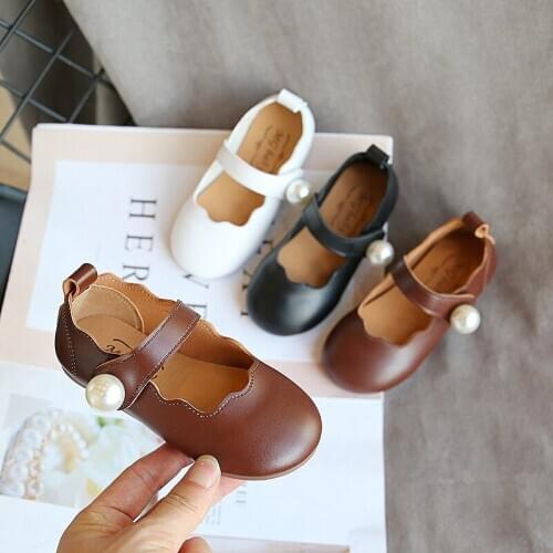 Girls PU Leather Pearl Shoes 2020 Spring Autumn New Fashion Childrens Princess Shoes Dance Shoes Childrens Casual Single shoes