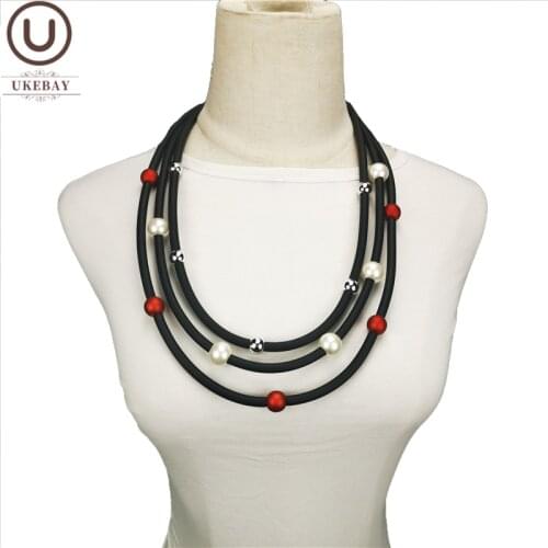 UKEBAY 2020 New Rubber Necklace Women Short Sweater Chian Pearl Pendant Necklace Bohemia Wedding Jewelry Travel Accessories Gift