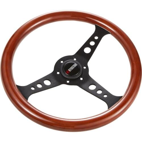 Univeral 14''/350mm Aluminum Spoke Classic Flat Wooden Steering Wheel