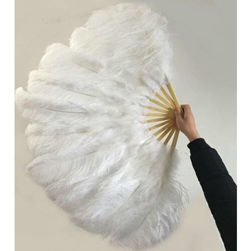High quality super large dance ostrich feather fan belly dance from Halloween decorative jewelry set 12 bone fan