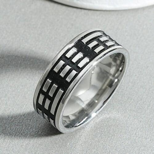 8mm Vintage Stainless Steel Ring The Piano Black Keys Finger Rings For Men Women Jewelry Anime Fans