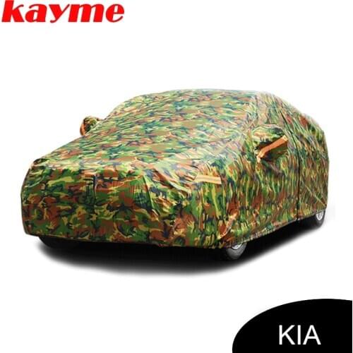 Kayme waterproof camouflage car covers outdoor sun protection cover for kia k2 rio ceed sportage soul cerato sorento