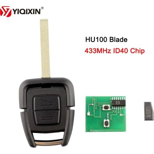 YIQIXIN 2 Button Remote Control Car Key For Opel Vauxhall Astra Vectra Zafira ASK ID40 Chip 433.92Mhz HU43/HU100/YM28/HU46 Blade