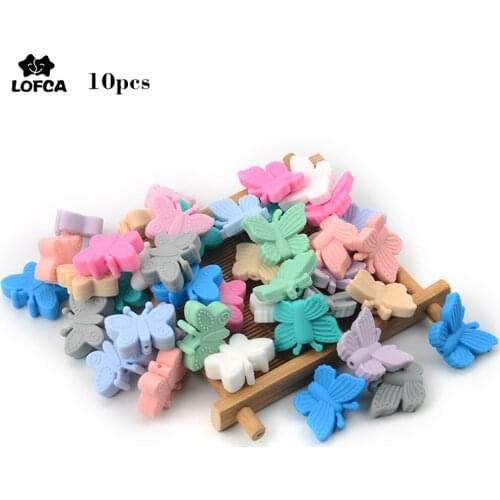Silicone Beads 10pcs Butterfly Baby Teether Insect Animal Teething Beads DIY Jewelry BPA Free Pacifier Clip Making Tooler Toys