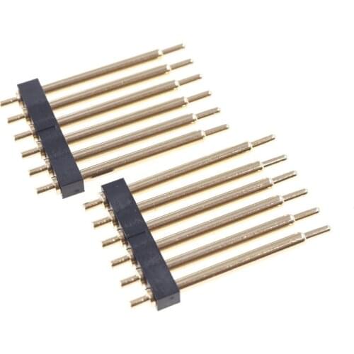 100 pcs Pogo pin connector 6 Pin Through Holes pogopin Battery spring Loaded Contact DIP needle 7.0mm Height SIP 2.54mm Pitch