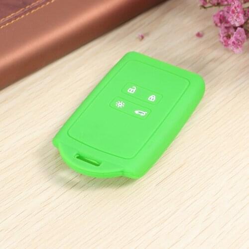 4 Button Silicone Car Key Cover Green Durable Car Key Case Protector Accessories Fit For Renault Koleos Kadjar 16-17