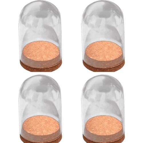4pcs clear glass dome shade cover shield with wooden cork base wedding parties decorations miniatures craft