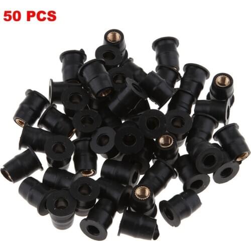 50pcs/set Motorcycle M5 Metric Rubber Well Nuts Windscreen Windshield Fairing Cowls Fastener Screws Universal Accessories