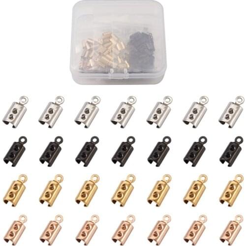 60pcs/set 304 Stainless Steel Cord End Folding Crimp Ends Golden Color for Jewelry Making DIY Bracelet Necklace Accessories Find