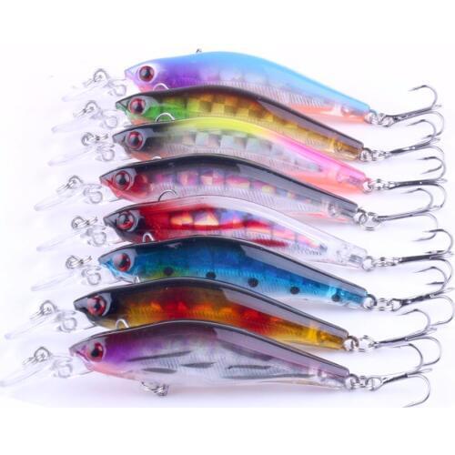 New 8pcs Minnow Fishing Lure 8cm 6.3g Fly Fishing Tackle Minnow Bait Trolling Wobblers Pesca Peche Fishing Hook