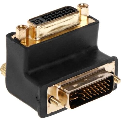 90 Degree Right Angled DVI 24+5 D DVI-D Digital Dual Link Male To Female Extension Adapter for hdTV LCD Monitor