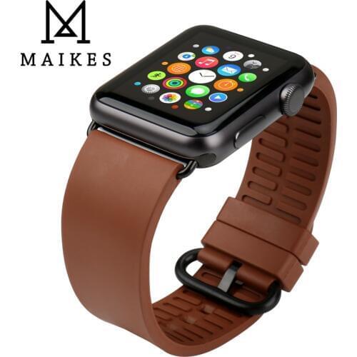 MAIKES Watch Accessories Sports Apple Watch Bands 44mm 40mm Rubber For Apple Watch band 42mm 38mm Waterproof series 4 - 1 iWatch
