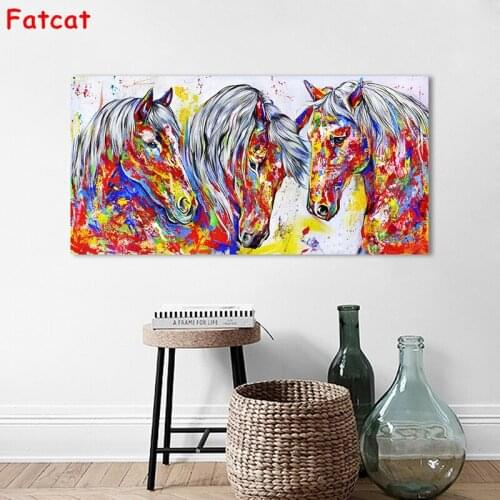 Large Diamond Painting DIY Animal Color Horse Cross stitch 3D Embroidered Mosaic Full Square Diamond Living Room Decor PP2184