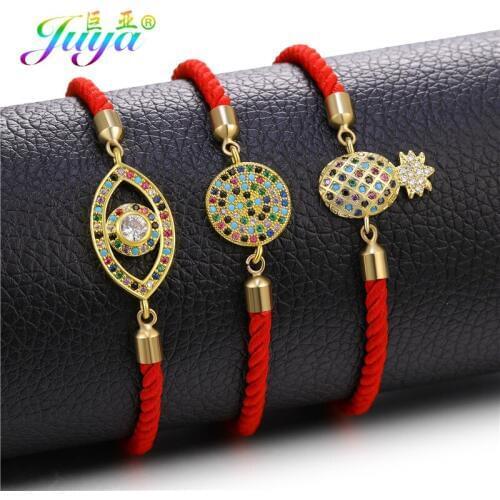 Juya Multicolor Zirconia Charm Bracelet Supplies Handmade Pineapple Flower Evil Eye Bracelet For Women Men Fashion Gift Bracelet