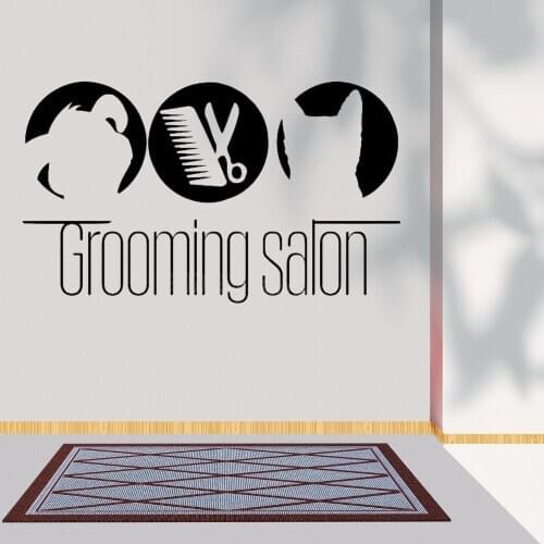 Pet Silhouette Grooming Salon Wall Art Sticker Decal For Pet Shop Decoration Removable A001868