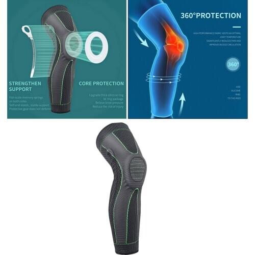 Elastic Silicone Long Knee Pads Sleeve Fitness Gym Sports Safety Football Basketball Compression Knee Brace Support Protector