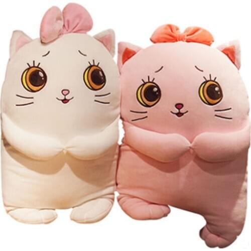 Fancytrader Fat Soft Cats Pillow Toys Big Stuffed Animals Cat Doll Pink White 50cm 20inch