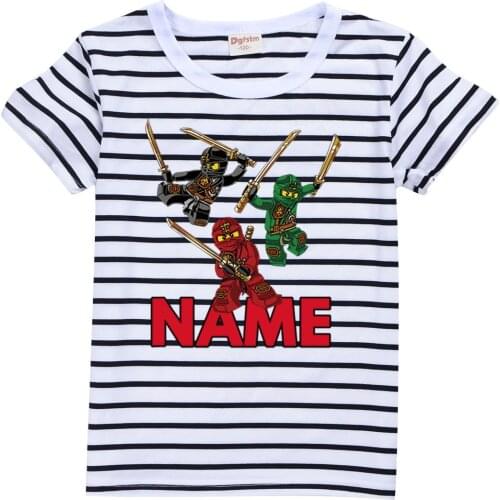 T-Shirt 2021 funny NINJAGO graphic tshirt fashion Stripe Tees girl short sleeve oversized shirt Boy outdoor running Sportswear