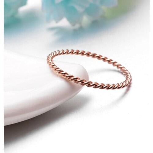 Hot Titanium Steel Silver Color Gold Color Women Simple Twist Band Tail Ring Gift Women Wedding Party Jewelry Gift Size 4-9