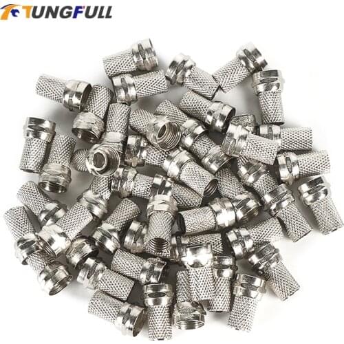 TUNGFULL 10-100Pcs Twist On RG6 F Type Coaxial Cable Connector Plugs Brass Materials Singnal Line Connector Copper Galvanized