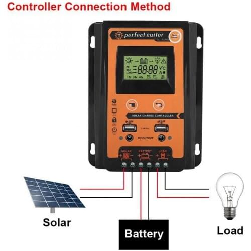 12V/24V 30A 50A 70A Solar Charge Controller Solar Panel Battery Regulator Dual USB LCD Display With User Manual