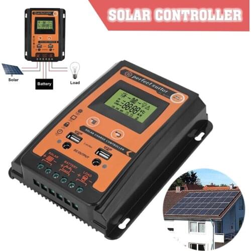 Solar Charge Controller 30A 70A 12V 24V Dual USB LCD Display Solar Regulator With Big LCD IP32 PV Battery Controller Load Time