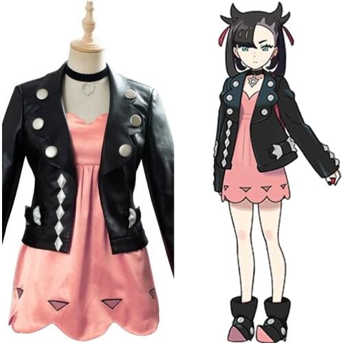 Anime Pokemen Sword/Shield Marnie Cosplay Costume Dress For Girls
