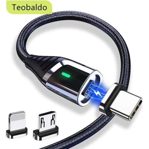 3A Strong Magnetic Cable Fast Charging Micro Usb Type C Nylon Braided Charger Cable for iPhone 11 X Samsung Xiaomi Huawei 1M 2M
