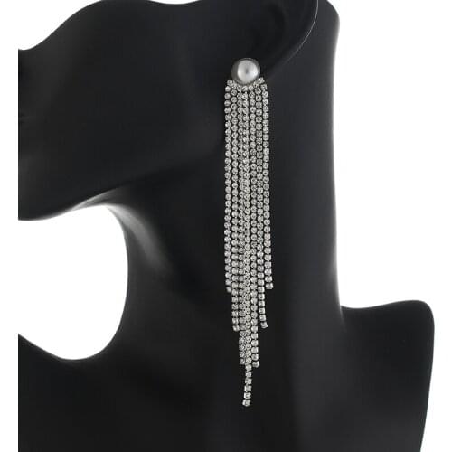 Fashion Jewelry Exaggerated pearl Tassels rhinestone crystal womens Fashion Party Pop Party Earrings womens Jewelry E772