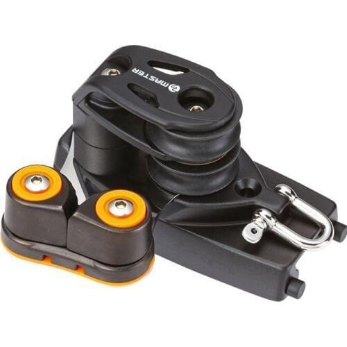 Marine Boat Yacht Sailboat Dinghy 22mm 0.87 Inch Control End Double Sheave Small Aluminum Cleat (Pair) Master EC-2213F