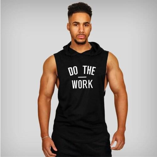 Mens Fitness Vest Bodybuilding Vest Sports Hooded Vest Loose Hurdle Training Sleeveless T-shirt Mens Running Vest