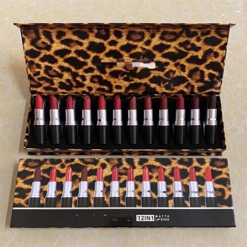 Makeup Lipstick Set 12pcs/set Non-Stick Cup Waterproof Matte Lipstick High Value Lipstick Moisturizing