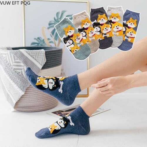 Girls socks cute puppy cartoon pattern sock personality in the tube