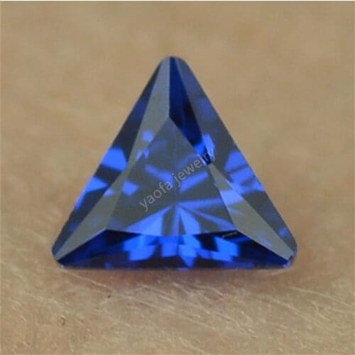 Wholesale 3x3~8x8mm 112# Deep Blue Triangle Shape Cut Sapphir-e Synthetic Spinel Stone Loose Gems For Jewelry Setting