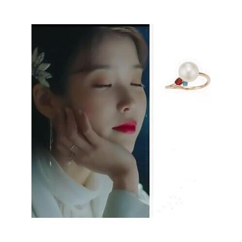 Opening Rings Korea IU same Pearl Del luna hotel drama Lee personality Rings Fashion Simple for girls gift crystal jewelry