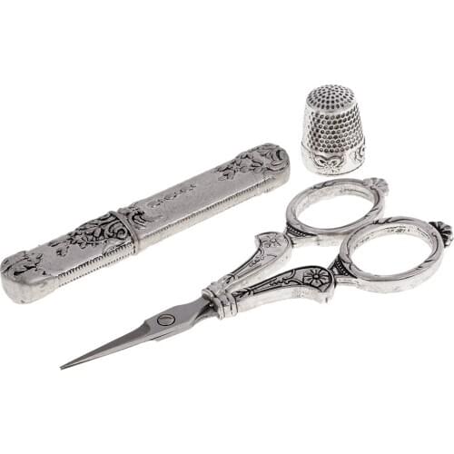 Professional European Vintage Sewing Kit Scissors Thimble Needle Case DIY Sewing Tools for Embroidery Cross Stitch Crewel Craft