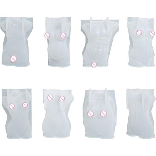 Q39C 3D Body Shape Candle Resin Mold Female Male Body Model Ornaments Silicone Mold